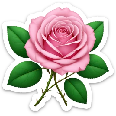 pink rose with two leaves sticker