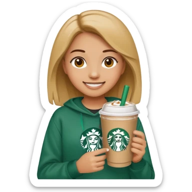 an emoji wearing a CLC (girls lacrosse team) sweatshirt, holding a Starbucks cup sticker