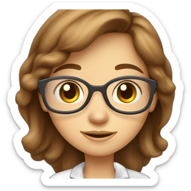 Cute Chemist Lab girl long brown hair chemistry analysis experiment sticker