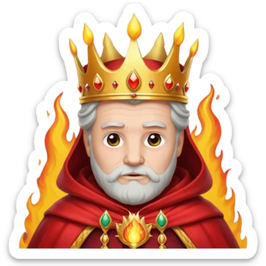 Fire old King – flame crown + scarlet cloak sticker
