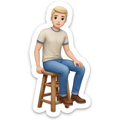 a person sitting on stool with backs turned

 sticker