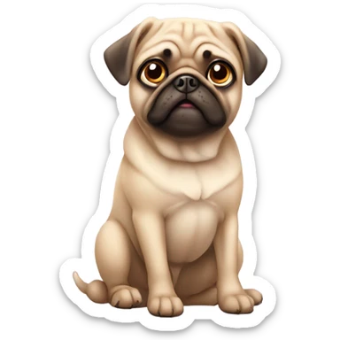 Cute beige pug sitting waiting for a treat, big eyes sticker