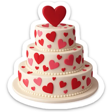 wedding cake with hearts, no background sticker