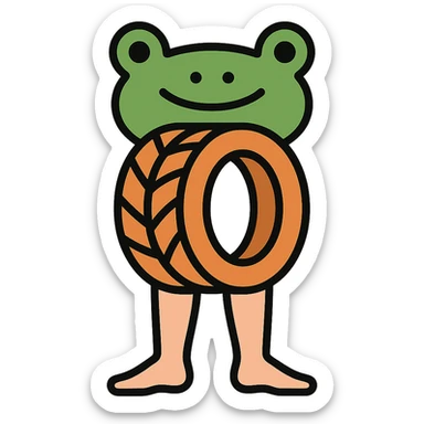 Change the legs to realistic human legs, keep the tire and frog's head, icon style, clean and simple, no background sticker