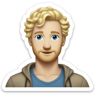 full body standing light curl blonde 30yo man blue eyed pale skin sticker