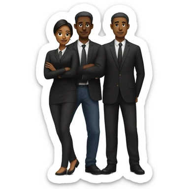 Team of people dressing black one man three woman  sticker