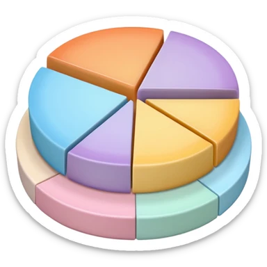 i need a 3d pie chart with diffrent pastel shade slices sticker