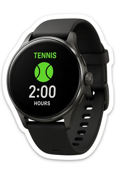 smartwatch con modalità attiva di tennis che segna 2 ore di tennis, REALISTICA 4K sticker