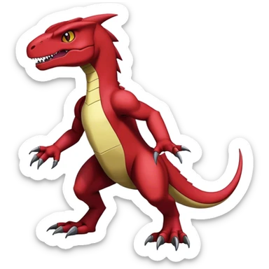  Cool Edgy Handsome Dark Maroon Guilmon-Charmeleon-Digimon-Fakemon-Velociraptor full body sticker