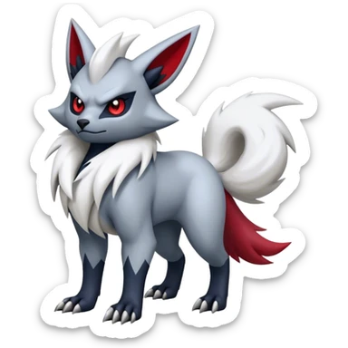 Edgy cool Absol-Zorua-Zangoose-creature-hybrid full body  sticker