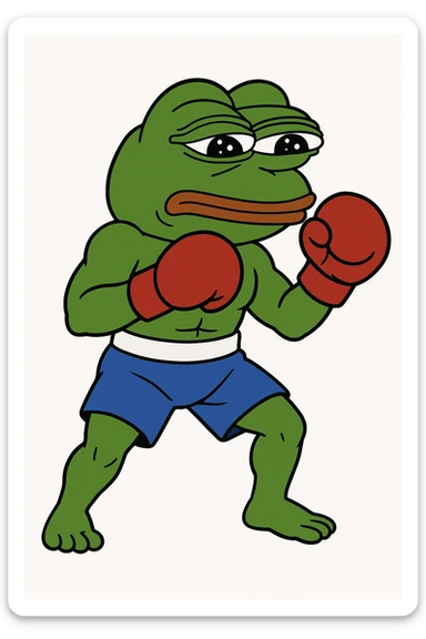 create a pepe boxing, white background sticker