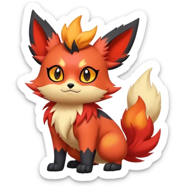 Cool cute edgy Quilava-Litten-Flareon-animal-creature-hybrid full body sticker