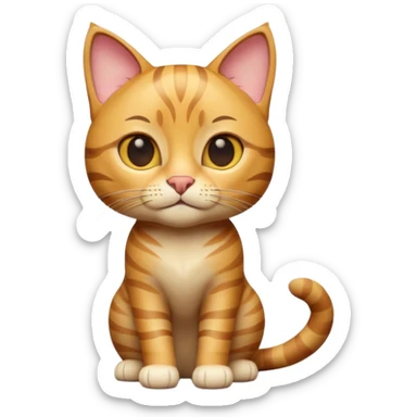 A 3D cartoon golden tabby Bengal cat with realistic striped pattern, warm lighting, natural depth, Memoji-style cinematic detail. sticker