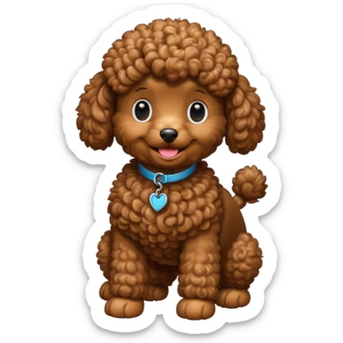 Create a full-body Apple-style emoji of a brown poodle sticker