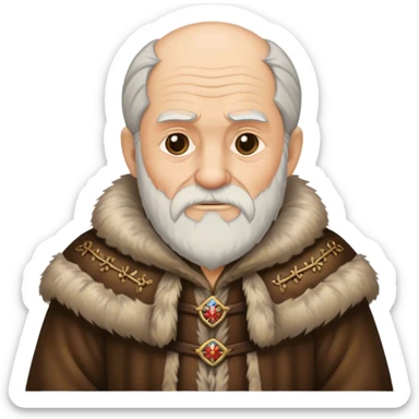 Old man wear Medieval fur coat sticker