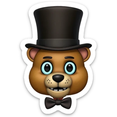 Freddy Fazbear with black and tiny hat from Five Nights At Freddy's Movie sticker