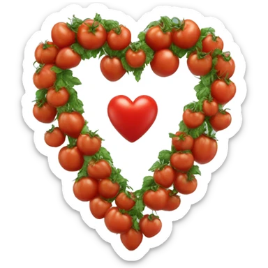 red heart adorned with tomato garlands sticker