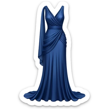 isolated realistic navy blue silk gown, floating isolated sticker