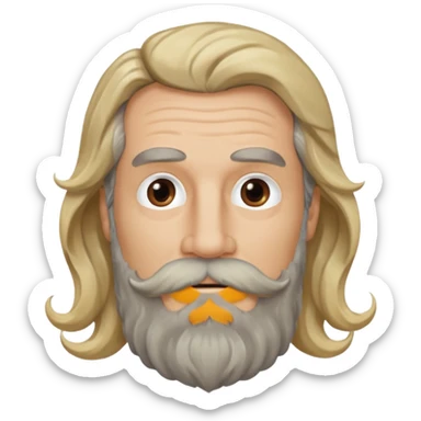 MID AGE MAN WITH LONG BLOND, GREY & bROWN WAVY HAIR; AND BROWN & GREY MOUSTACH AND BEARD sticker