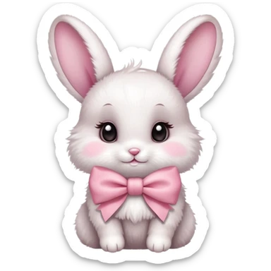 Baby bunny with coquette bow on ear sticker