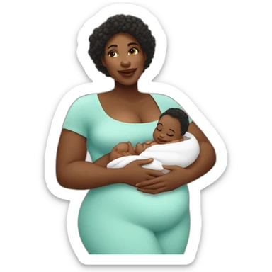 beautiful heavyset Black women holding two babies sticker