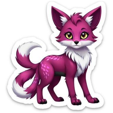 Vibrant edgy gothic Falvie-Fionbri-creature-sparkle-vixen-fursona, full body, with random markings sticker