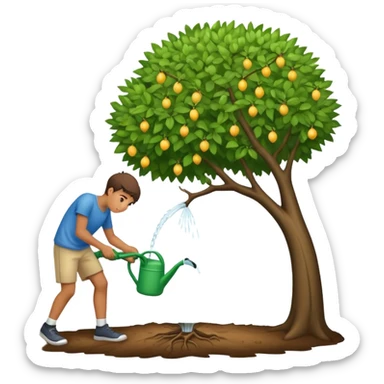 18 year old boy watering a tree sticker