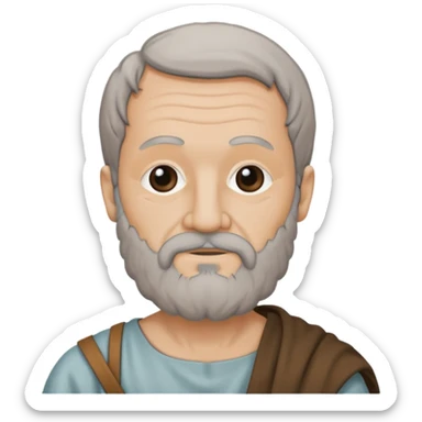 Aristotle as a black outline icon, no fill, hand-drawn look, recognizable philosopher features sticker