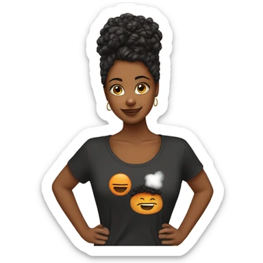 Mulher negra cabelo comprido camiseta laranja  sticker