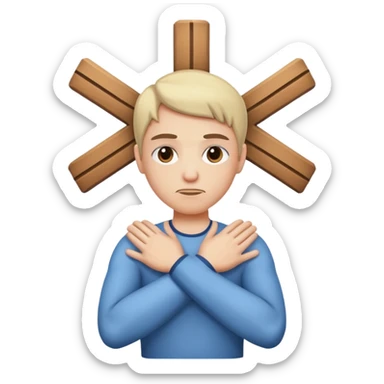 Character making a cross with his arms and raising a brow  sticker