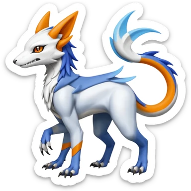 Meloetta-Renamon-Wargreymon-Sergal-Pokémon-Digimon-Fakémon-fusion-hybrid-creature sticker