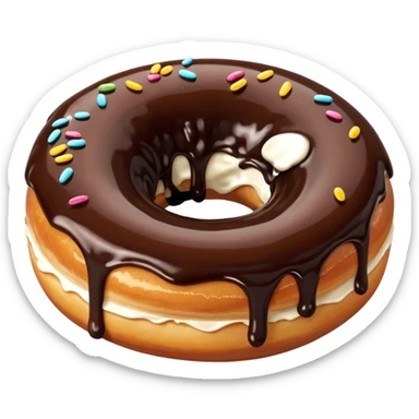 Cinnamon donut without hole oozing with chocolate sauce sticker