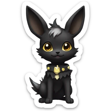 Dark Black Punk Kawaii Eeveelution-Cute-Pokémon-fusion with a cute edgy collar full body sticker