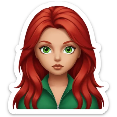 Jesy Nelson green eyes, red long hair sticker