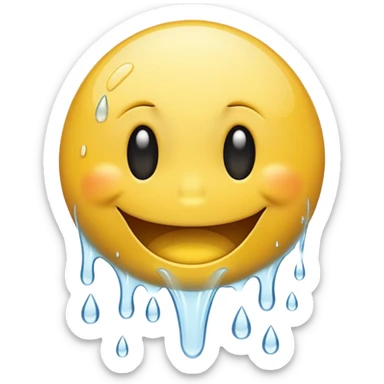 scared smiley face with water being poured down its throat sticker