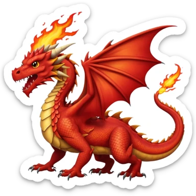 a red wales dragon breathing fire sticker