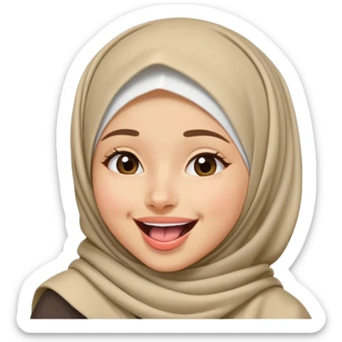nữ, 15 tuổi, đội khăn hijab, tongue out, cười to, nhắm 1 mắt sticker