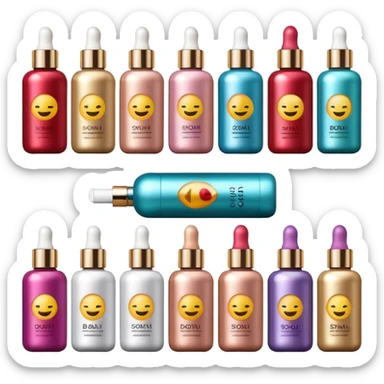 emoji of luxury brand labeled beauty products sticker