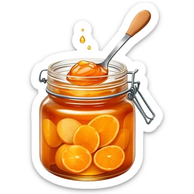 orange marmalade being spooned from jar sticker