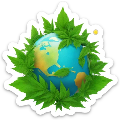 420 on rainbow planet earth Saturn hemp leaves on the globe  sticker