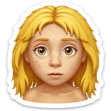 cute Neanderthal woman with big eyes and yellow hair sticker