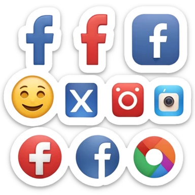 Socail media sauare emoji style icons 
Creat the quadrant with the logos of FB, X, Trustpilot, Instagram, Youtube, Linkedin sticker