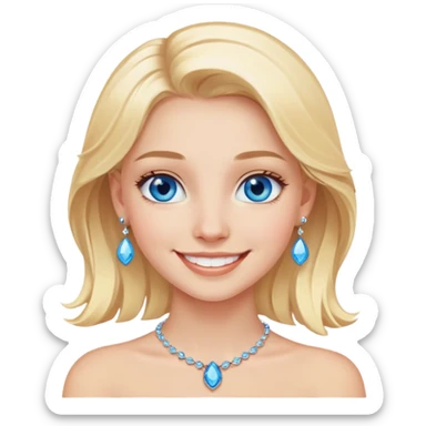 smiling blonde girl with blue eyes and jewelry  sticker
