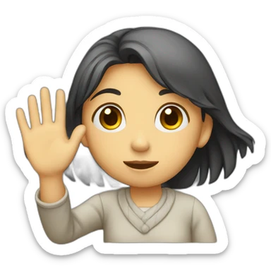 a sad girl waving goodbye sticker