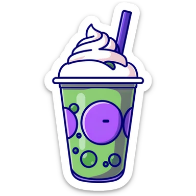 green bubble tea with whipped cream on top sticker
