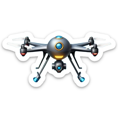 flying orb shaped futuristic targeting drone acquires target and paints with laser. sci-fi war. no propellers  sticker