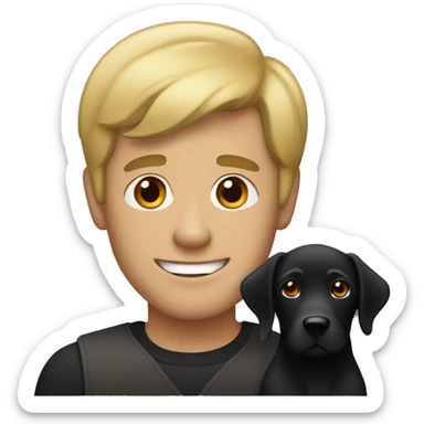 Dark blonde man with black Labrador sticker