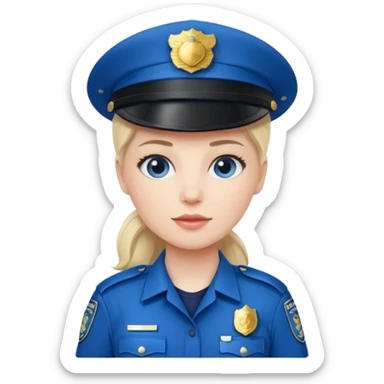 female police officer with blue buckle sticker