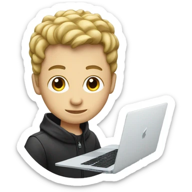 white boy music producer with macbook sticker