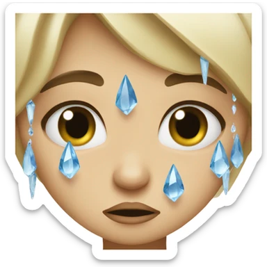 Girl crying with crystal tears sticker